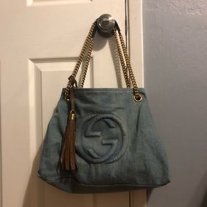 GUCCI blue jean bag